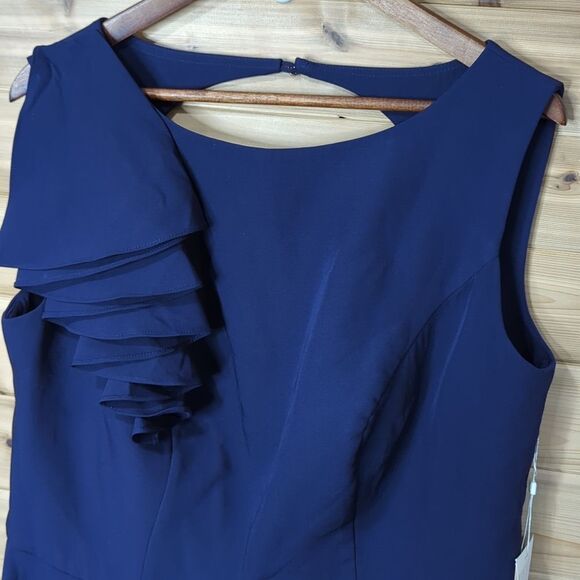 TS Couture Dress Womens 18W Blue Bow Detail Fit and Flare Tea Length NWT - Picture 3 of 10